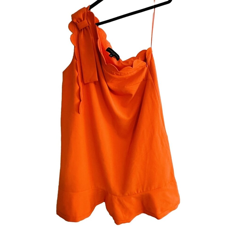 Victoria Beckham Target Orange Scallop One Shoulder Dress XL 1X Ruffle Bow